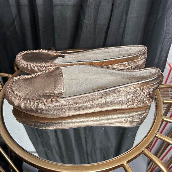 Jack Rogers Rose Gold  MILLIE MOCASSIN LEATHER FAUX FUR MOCCASINS - Picture 3 of 6